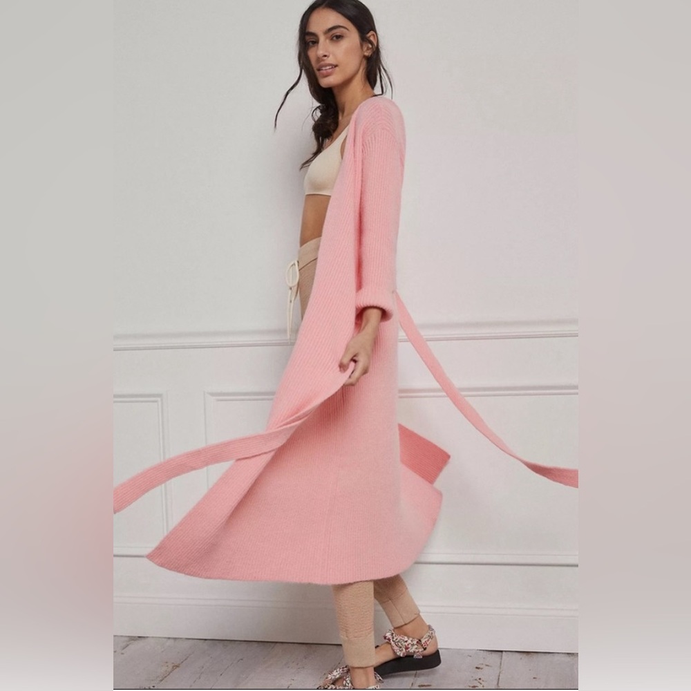 Anthropologie pink Alma cozy cardigan